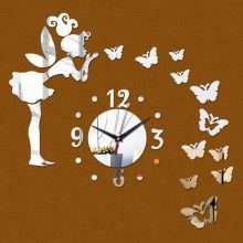 Top Fashion Clock Mirror Butterflies Wall Decals
