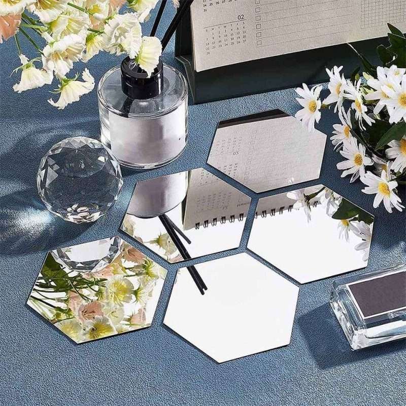 Hexagon Wall Decals Acrylic Mirror Decor