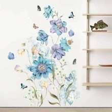 Blue Vinyl Large Floral Wall Art