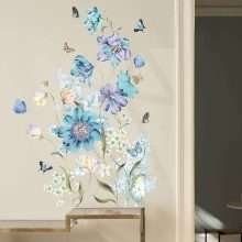 Blue Vinyl Large Floral Wall Art