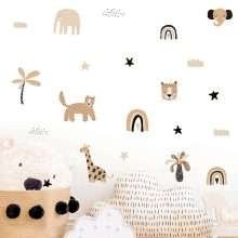 Boho Cartoon Cute Rainbow Safari Animals Star Kids Room Wall Decals