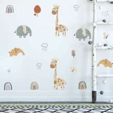 Cartoon Animals Giraffe Elephant Childrens Wall Decals