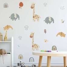 Cartoon Animals Giraffe Elephant Childrens Wall Decals