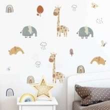 Cartoon Animals Giraffe Elephant Childrens Wall Decals