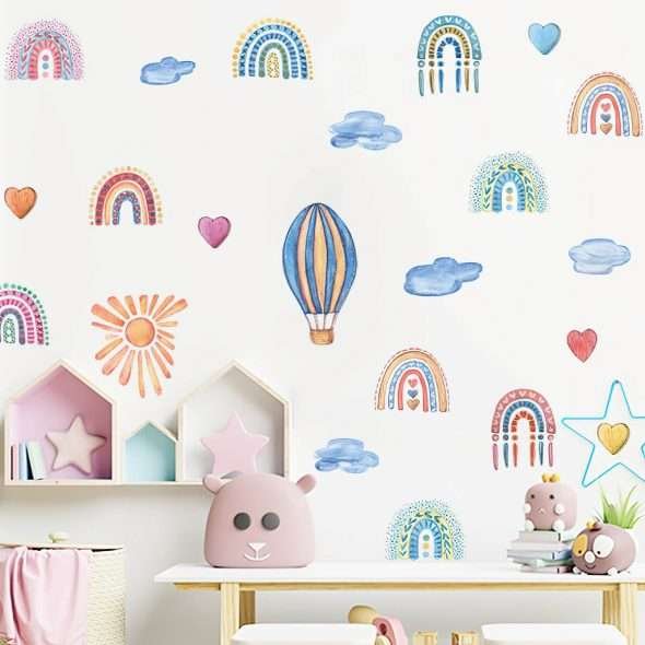 Cartoon Animals Rainbow Wall Decal Decorations Admire Stickers