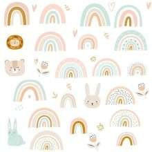 Cartoon Animals Rainbow Wall Decal Decorations