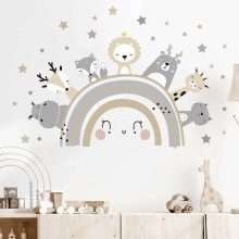 Cartoon Cute Lion Bunny Bear Deer Stars Nursery Wall Decor