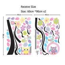 Cartoon Owl Bird Tree Wall Decals for Nursery