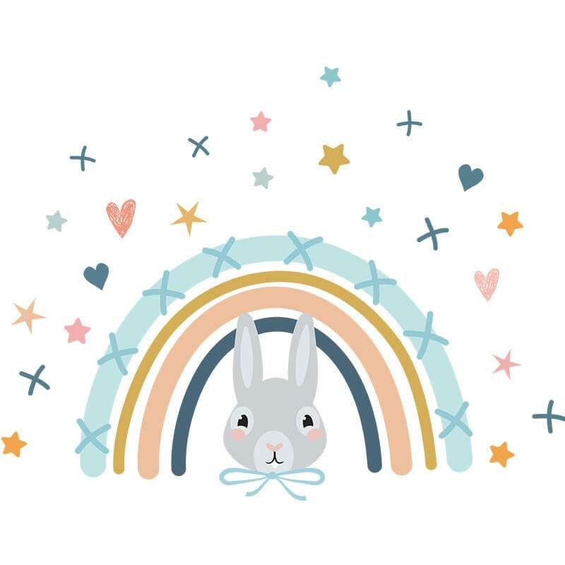 Cartoon Rabbit Rainbow Wall Stickers