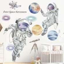 Cartoon Space Astronaut Nursery Decals Boy