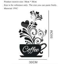 Creative Coffee Cup Black Flower Wall Decals