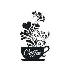 Creative Coffee Cup Black Flower Wall Decals