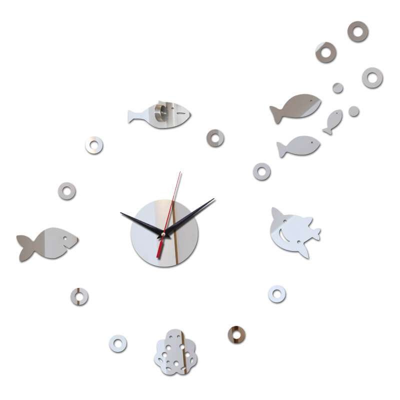 Fish Decoration 3d Mirror Clock