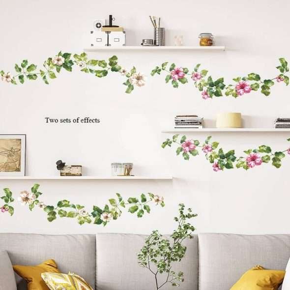 Green Leaf Flower Wall Frame Admire Stickers