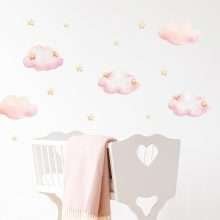 Pink Clouds Stars Wall Stickers