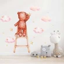 Pink Clouds Stars Wall Stickers