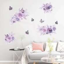 Purple Wallpaper Art Wall Flower Sticker