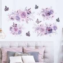 Purple Wallpaper Art Wall Flower Sticker