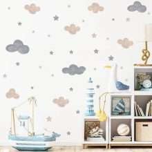 Watercolor Cloud Stars Wall Stickers