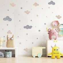 Watercolor Cloud Stars Wall Stickers