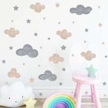 Watercolor Cloud Stars Wall Stickers