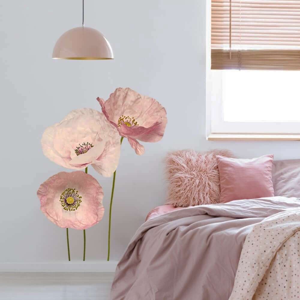 Watercolor Home Decor Pink Flower Wall Decals