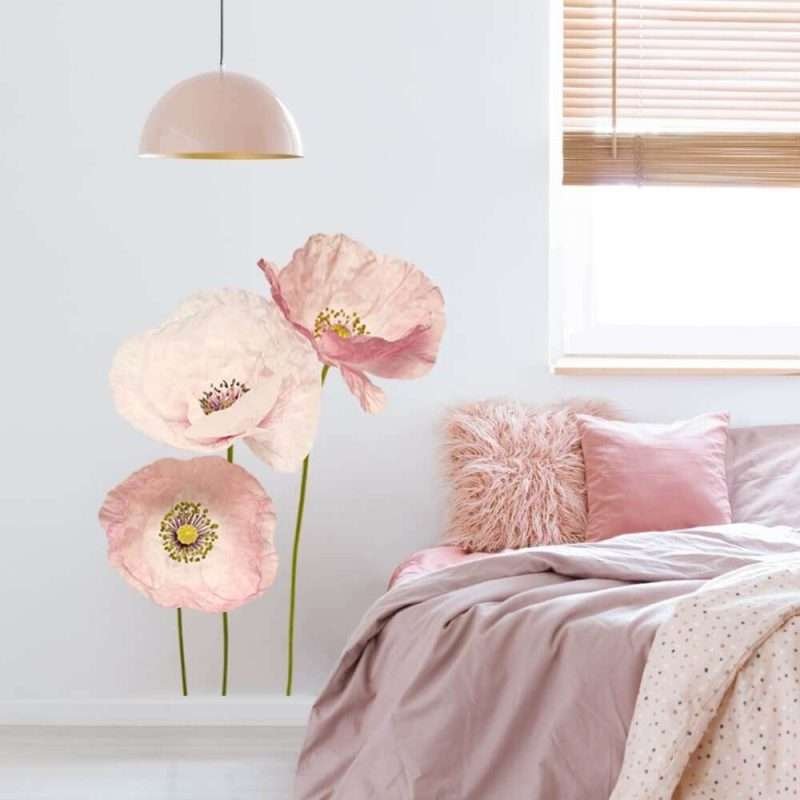 Watercolor Home Decor Pink Flower Wall Decals 6