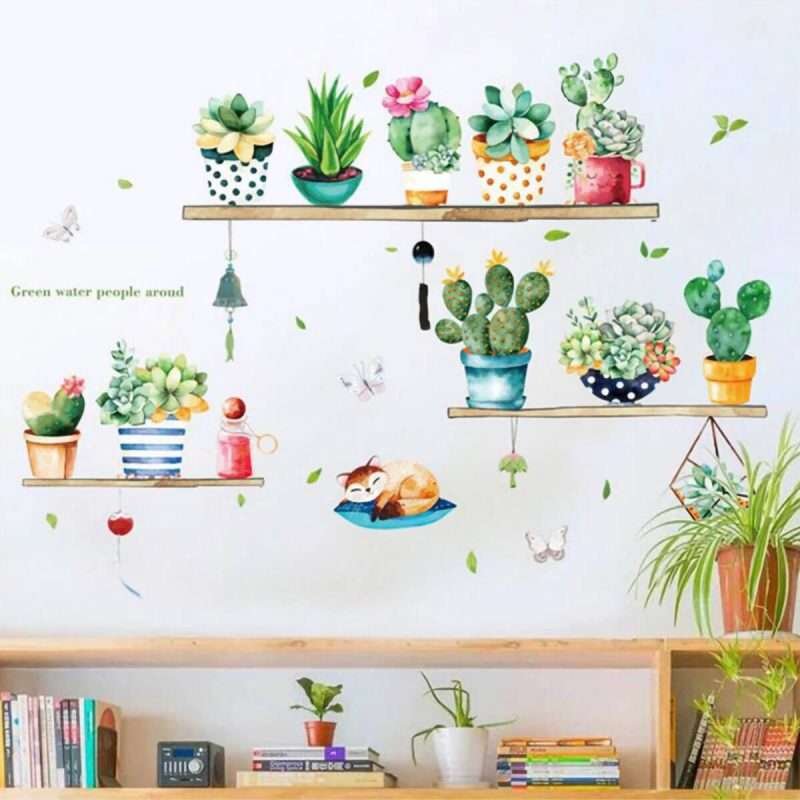 Self-adhesive Cactus Potted Wall Art