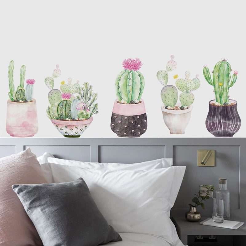 Watercolor Cactus Background Wall Stickers