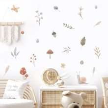 Snail Mushroom Leaves Boho Wall Decals