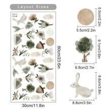 Bunny Tree Flowers Leaves Watercolor Wall Decor