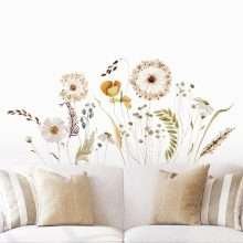 Boho Watercolor Dried Pampas Grass Floral Plants Vinyl Wall Decor