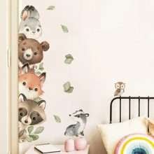 Cartoon Forest Bear Rabbit Watercolor Wall Stickers