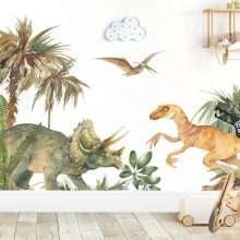 Cartoon Dinosaur Park Watercolor Wall Stickers