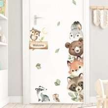 Cute Jungle Animals Elephant Giraffe Watercolor Wall Sticker