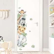 Cute Jungle Animals Elephant Giraffe Watercolor Wall Sticker