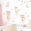 Pink Cartoon Bunny Moon Clouds Stars Wall Decals for Kids
