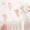 Pink Cartoon Bunny Moon Clouds Stars Wall Decals for Kids