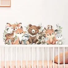 Forest Animals Cartoon Bear Deer Rabbit Nursery Wall Stickers