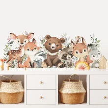 Forest Animals Cartoon Bear Deer Rabbit Nursery Wall Stickers