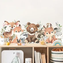 Forest Animals Cartoon Bear Deer Rabbit Nursery Wall Stickers