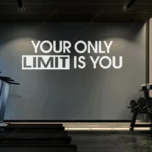 kf S09916814c32045e3b4352d736aff567f8 Your Only Limit Is You Quotes Gym Studio Decor Wall Sticker Home Gym Fitness Decals Motivational