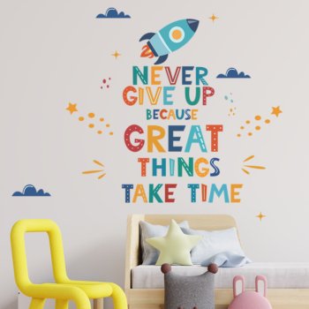 Never Give Up Colorful Inspirational Wall Quote